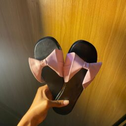 PINK & BLACK STYLISH FLAT SLIPPERS