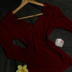 RED V NECK BODYCON LONG SLEEVE